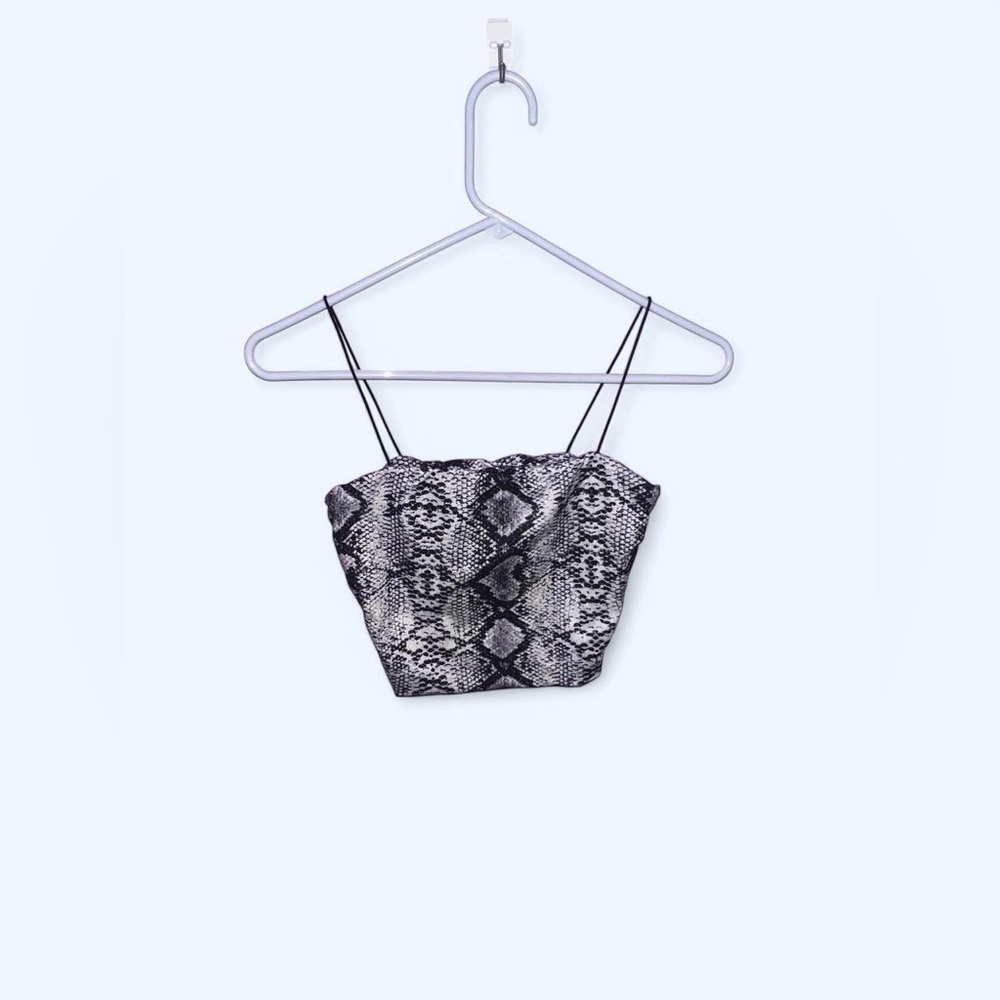 Black and white snakeskin animal print cami top